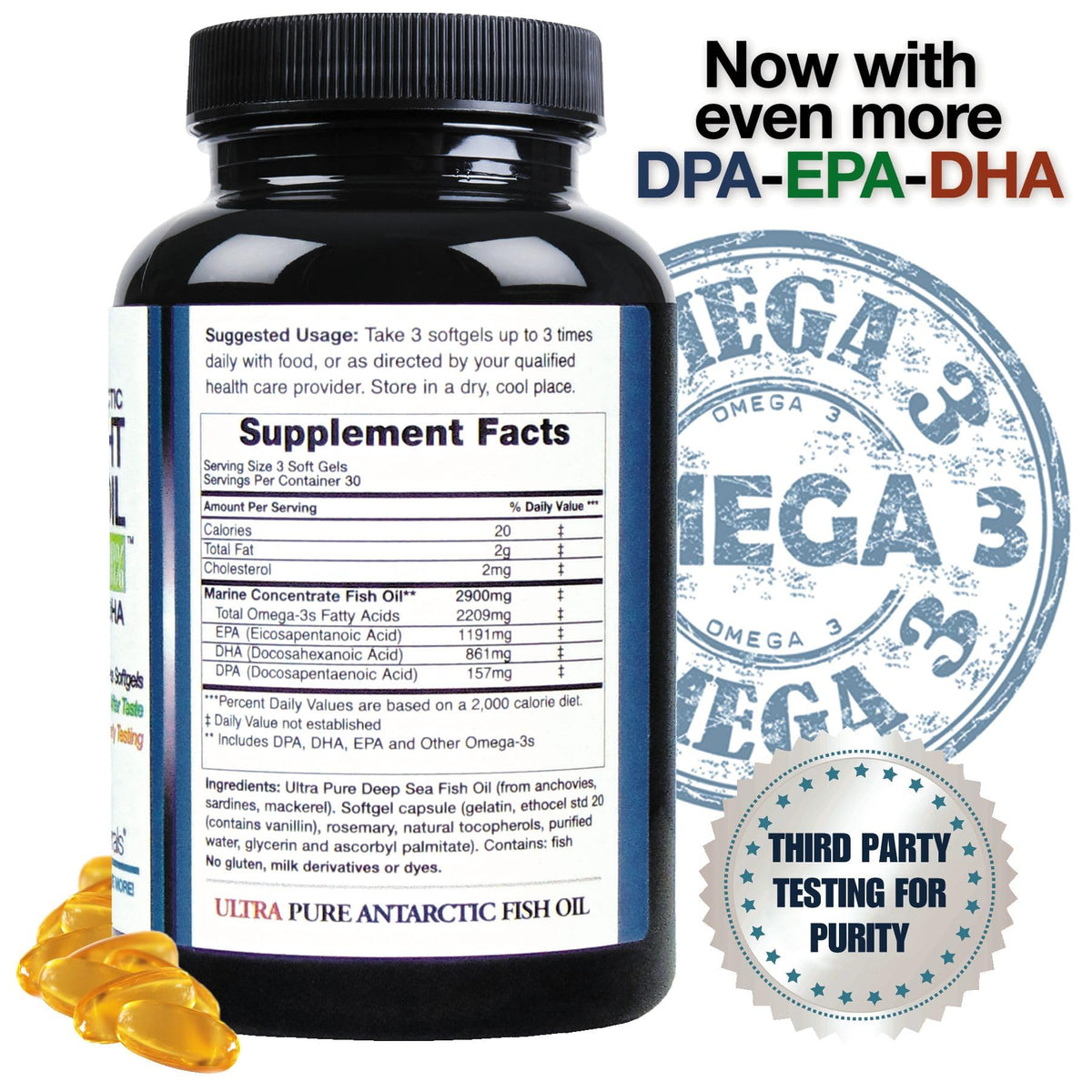Omega-3 Fish Oil 2900 mg Softgels 90 Count J91208