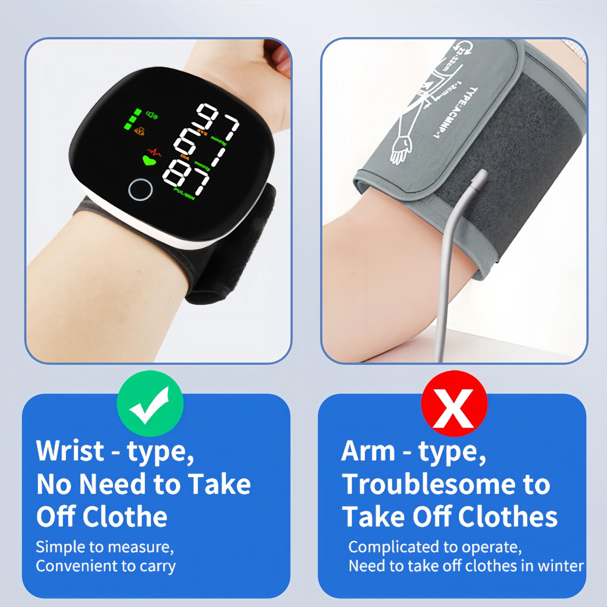 Wrist Blood Pressure Monitor with LCD Display and Voice Guide A5486