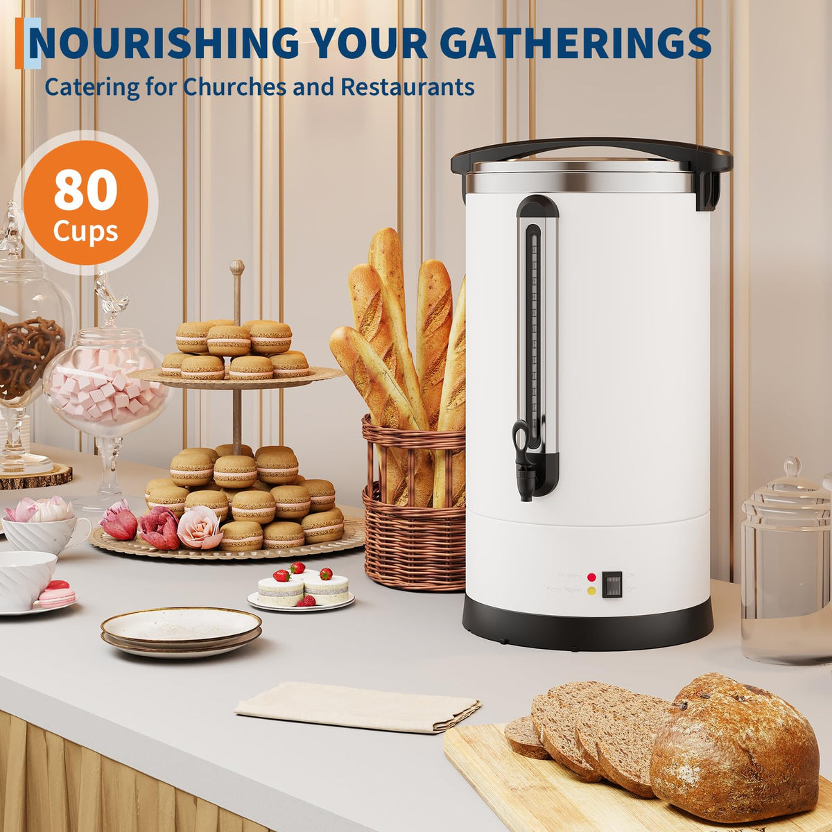 12L 80-Cup Double-Wall Stainless Steel Electric Coffee Urn W82485