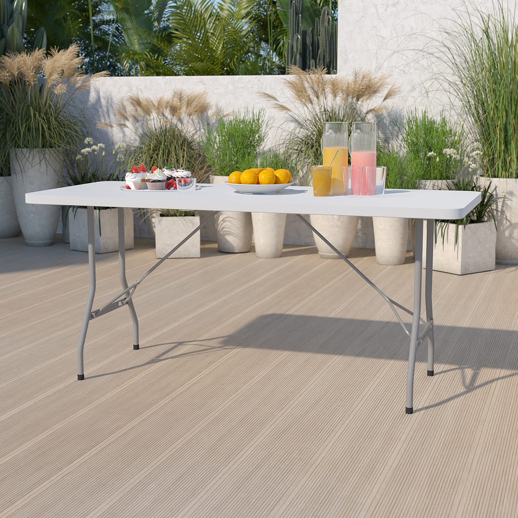 6-Foot White Plastic Folding Table M434525