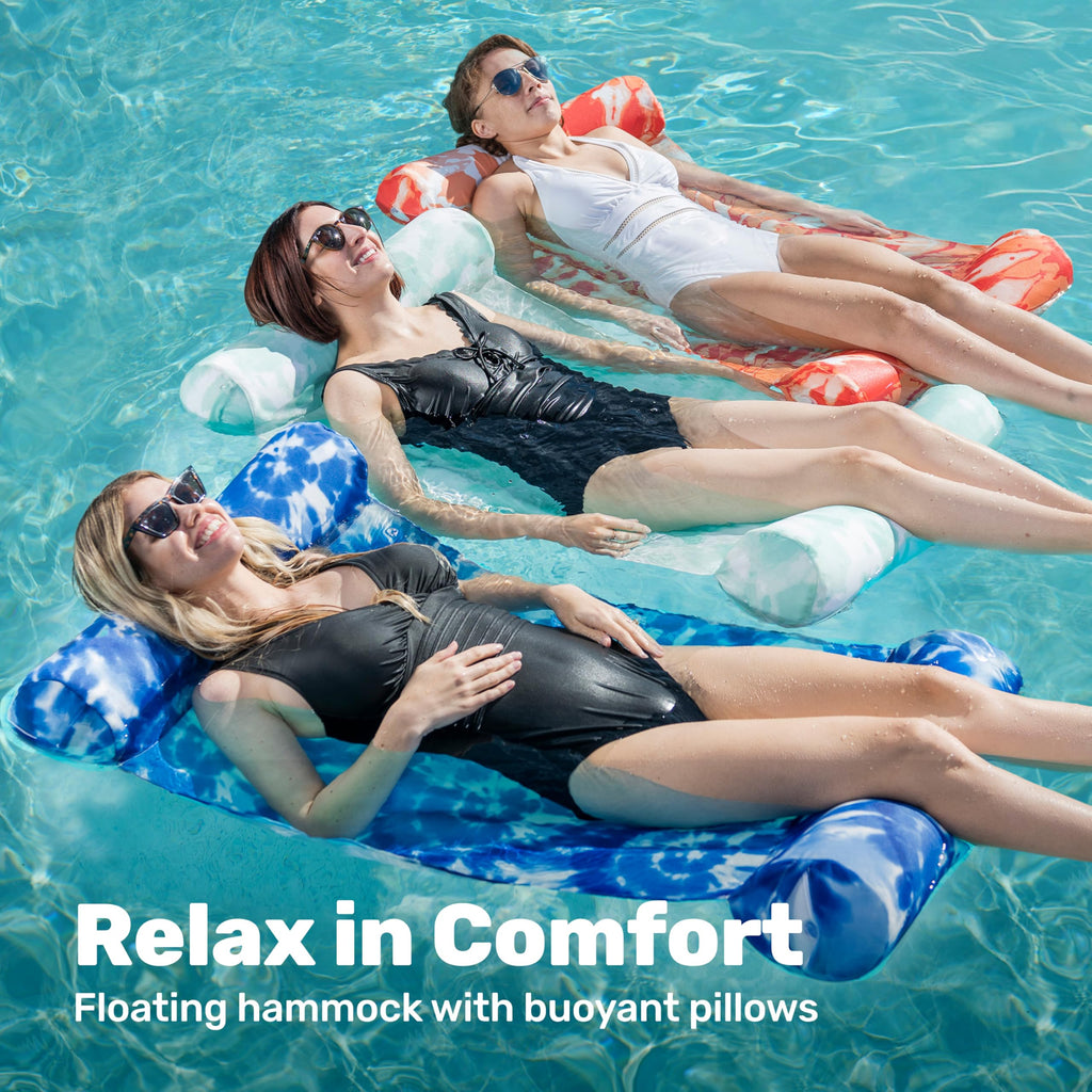 3 Pack 4-in-1 Inflatable Pool Floats Water Hammock Lounges E1275