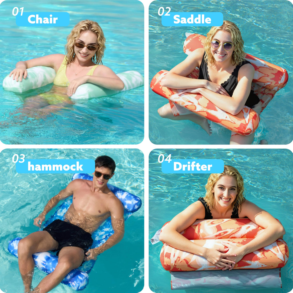3 Pack 4-in-1 Inflatable Pool Floats Water Hammock Lounges E1275