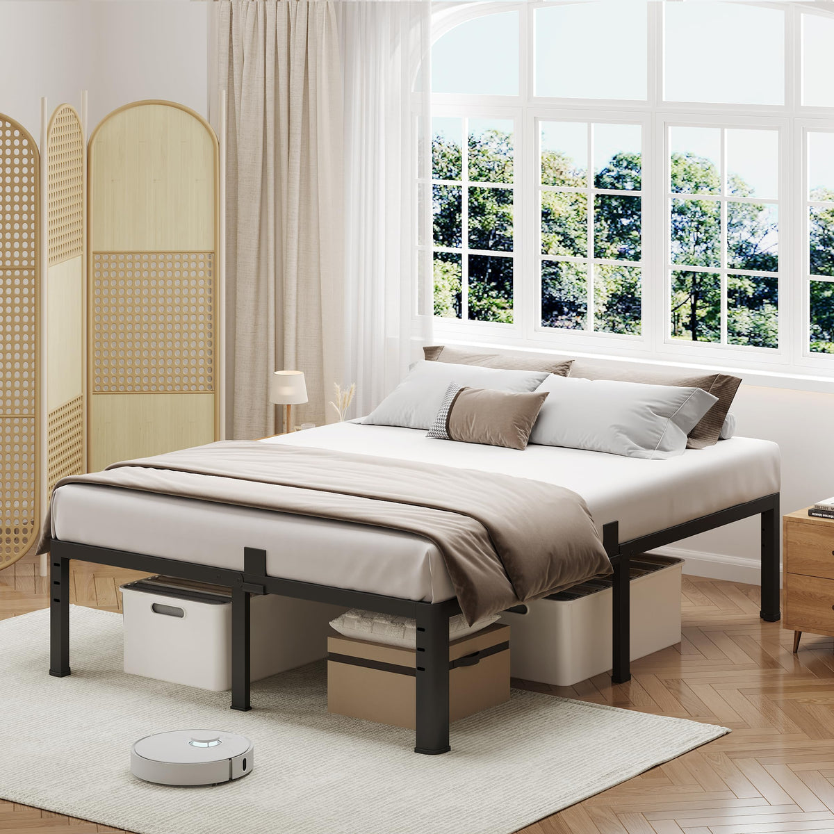 18 Inch Queen Size Metal Platform Bed Frame P232